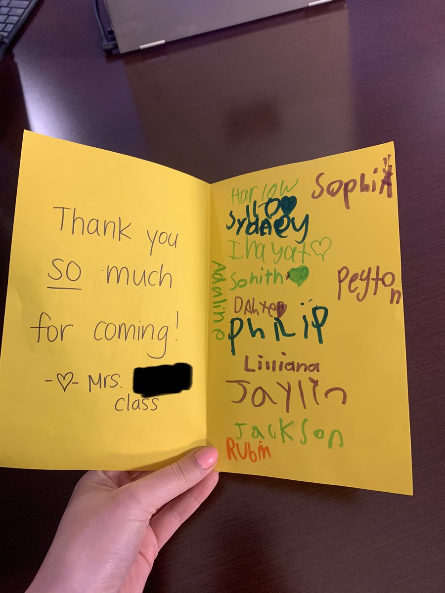 AnelloWx's tweet image. Look at this precious card from the class I visited with today!!!! How adorable! This made my day! #GuestReader #ThankYOU