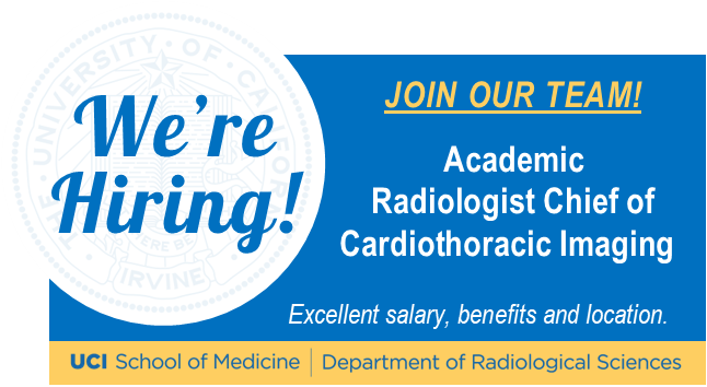 The UCI Department of Radiological Sciences is looking to expand our faculty team. 

Find out more about the opportunity here: ow.ly/novn50NGtxT

#UCIradiology #Radiology #Recruitment #Radiologist <a href="/UCIradres/">UCI Radiology Residency</a> <a href="/UCI_Neurorads/">UCI Neuroradiology</a>