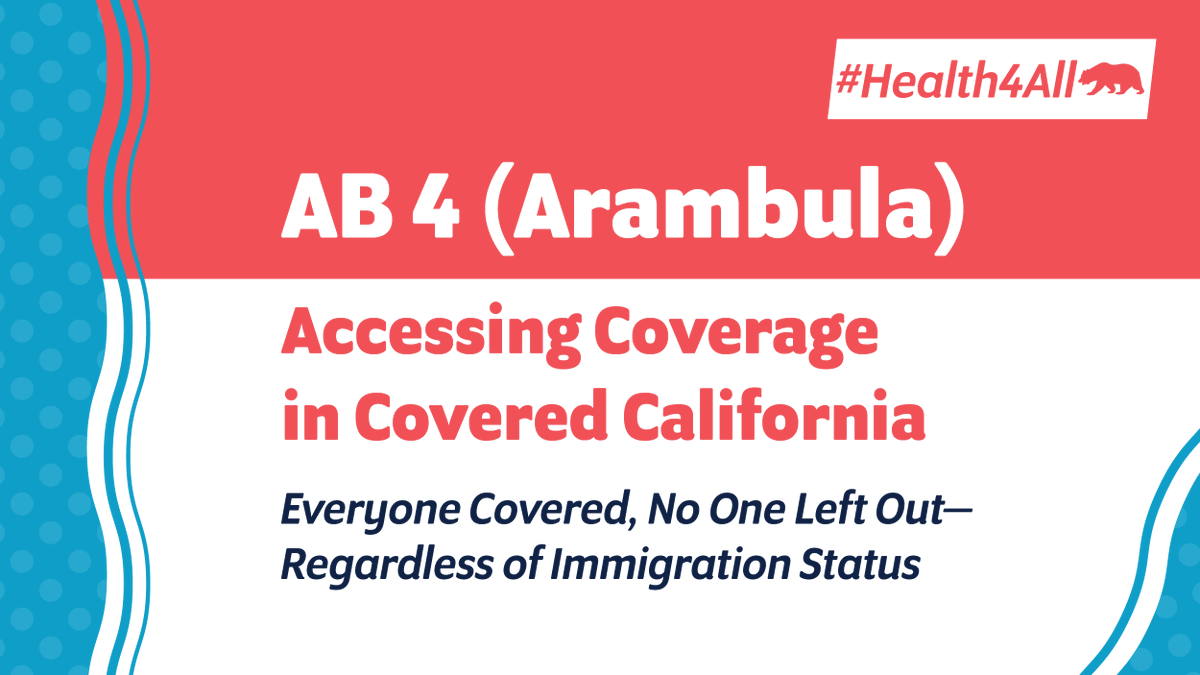 CAPhysAlliance's tweet photo. As part of the #Health4All coalition, we strongly support #AB4 (@AsmArambula), which will remove barriers to @CoveredCA for undocumented Californians who don’t qualify for Medi-Cal. Let's see it pass out of the Assembly Health Committee, today! https://t.co/zx6FS6MmNX