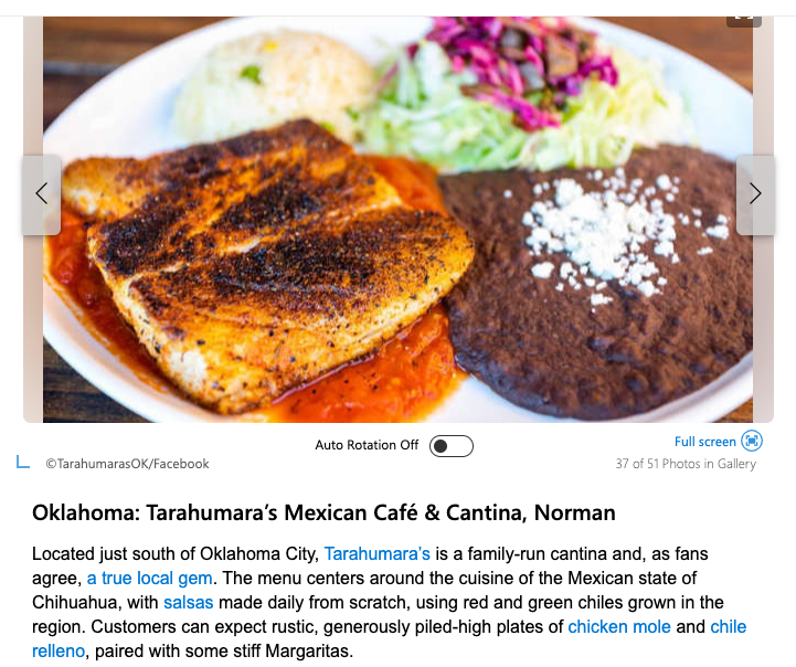 VisitNorman's tweet image. ICYMI last month, @MSN Travel named @RealTarahumaras to its "Most Amazing Mexican Food" list: msn.com/en-us/travel/t…