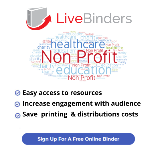 LiveBinders's tweet photo. LiveBinders is an effective way for #nonprofits to provide easy access to resources and increase engagement with their audience. Save time & money on printing and distributions costs, sign up for your first free #digitalbinder today! https://t.co/u283Yi3PYF https://t.co/wMBXF6vQg9