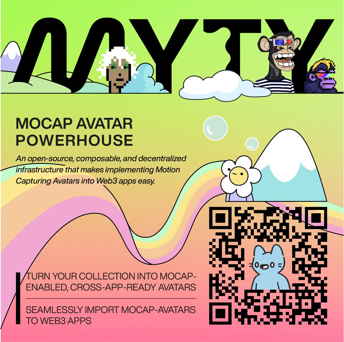 myty_official's tweet photo. MYTY is in New York for NFTNYC 🗽

We would love to get connected to:
• PFP teams that would like to motion-capture-enable the entire collection
• Web3 app developers who would like to implement motion-capture-enabled avatars

DM us 🤝 https://t.co/IlgdM0GLVf