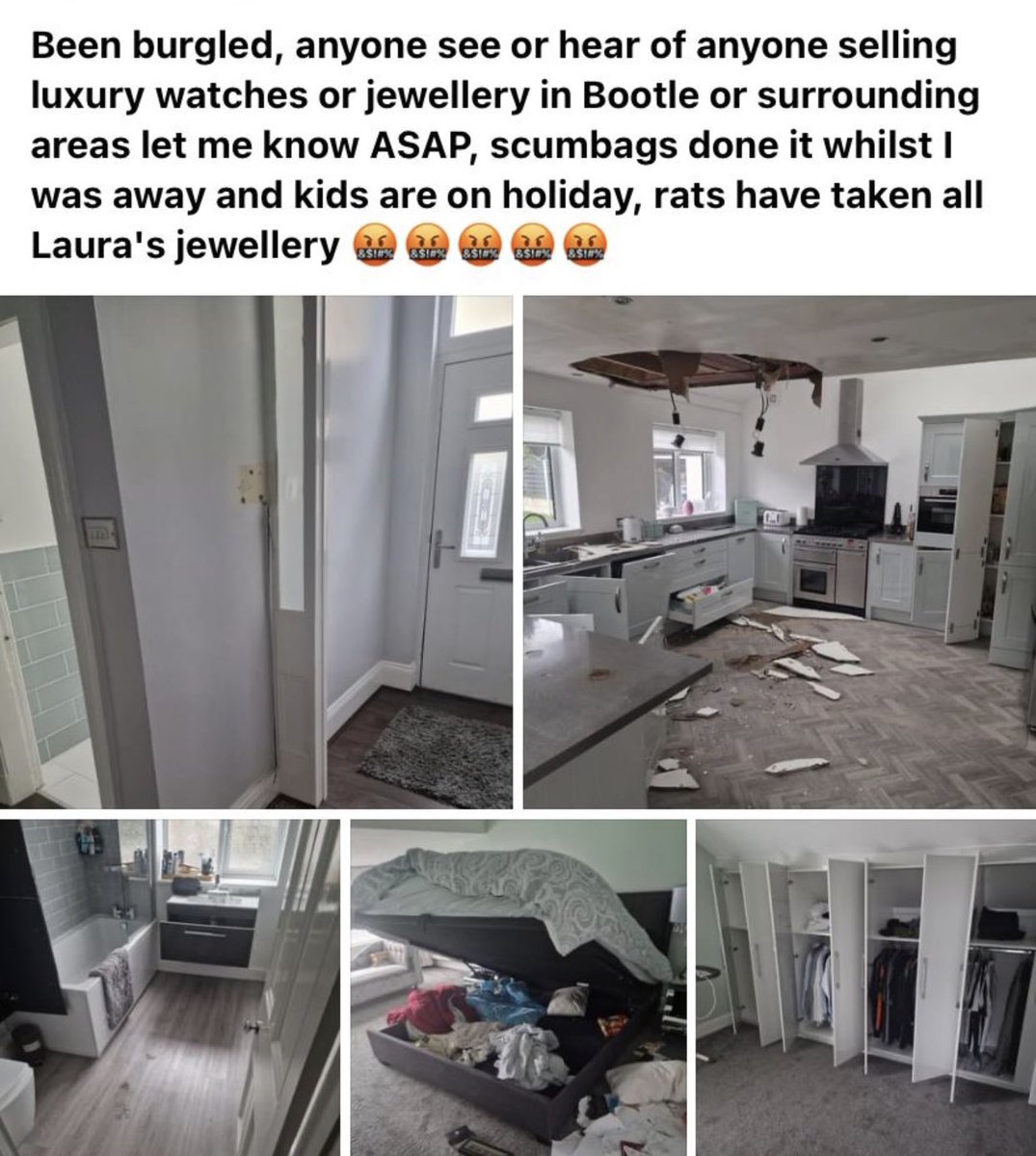 jackoefc27's tweet photo. Can everyone put that about for me, one of lads house has been ransacked while he’s been working away, they’ve took all his wife’s jewellery who past away last year, need to know if anyone is selling anything, any info or names will be appreciated and stay confidential 👍🏻

Rats!! https://t.co/cN2qkfne3N