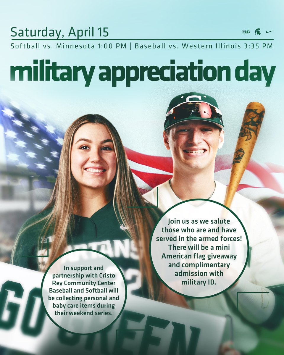 While waiting for tonight's game at Notre Dame to start...

Sign up or nominate someone from the military for in-game recognitions during Saturday's Military Appreciation Day at Old College Field with <a href="/MSU_Softball/">Michigan State Softball</a>:

 forms.gle/NimTVV6WzUFABg…