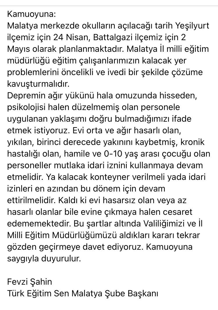 Türk Eğitim-Sen Malatya Şubesi (@tesmalatya1) on Twitter photo 