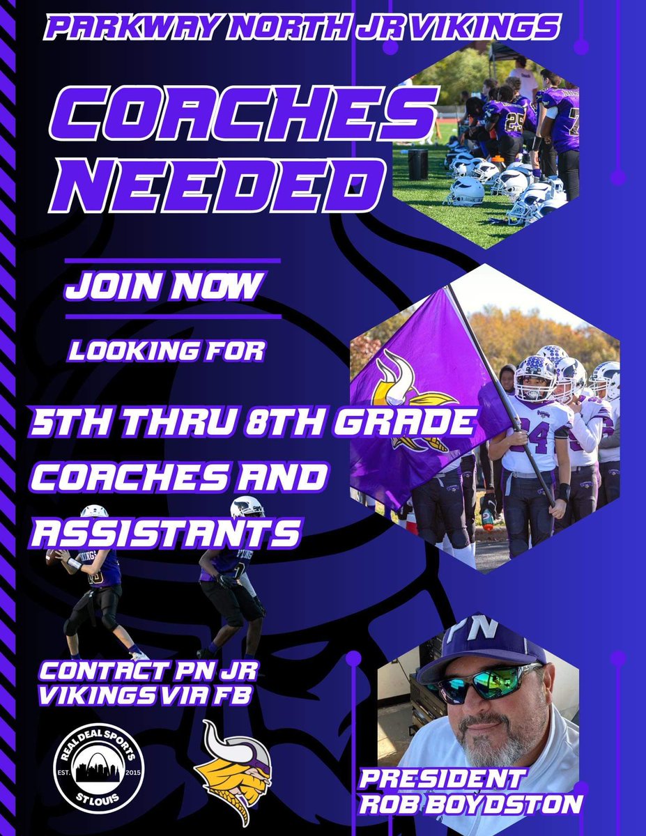 coachrobFB74's tweet image. Looking for coaches for our middle school feeder teams. West County St Louis, MO.  @ParkwayNorthFB #oneprogram