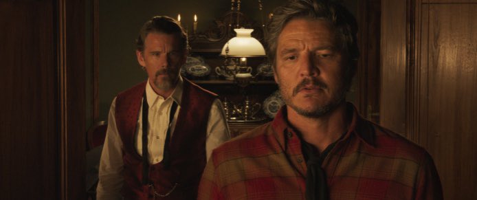 FilmUpdates's tweet photo. Ethan Hawke and Pedro Pascal in Pedro Almodóvar’s STRANGE WAY OF LIFE. https://t.co/JhBPWJ3ncJ