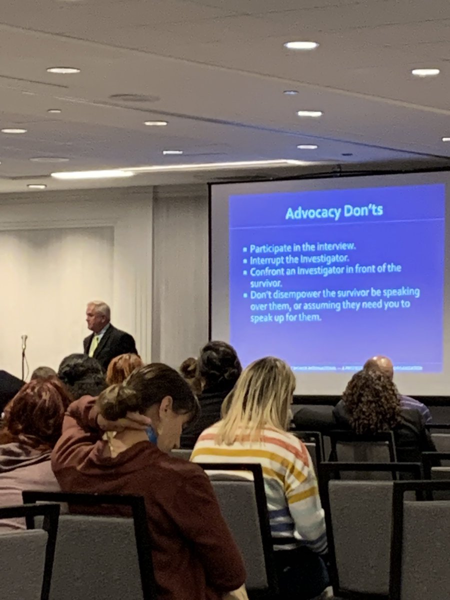PeterboroughCLC's tweet photo. Great tips on how best to advocate for survivors of sexual assault/violence when supporting in police interviews and what NOT to do. #StartByBelieving #EVAWI2023 #YourWayForward https://t.co/VwEHcX2V0u