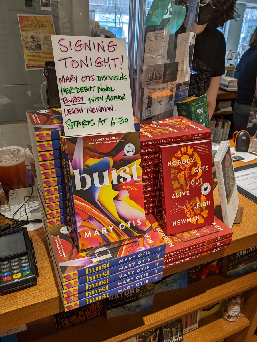 Come join us tonight for a signing of Mary Otis' novel BURST with a discussion led by Leight Newman. It starts at 6:30 tonight. The cafe will be open. #books #booksigning #nycevents #maryotis #leightnewman #BooksWorthReading