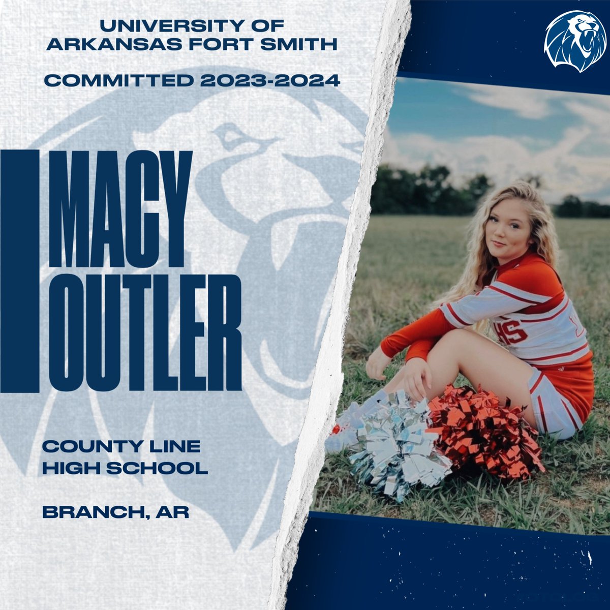 COMMITTED!! Please help us in welcoming Macy Outler! Macy has been cheering for 11 years and is a very talented athlete!! We are so excited for you to be apart of the lion family Macy!!! #ETE1DAT #OTOLOG 🦁