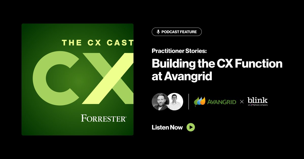 BlinkUX's tweet photo. Exciting news! Blink’s Chief Design Officer, Geoff Harrison joins @forrester's The CX Cast to discuss building a CX function at Avangrid. 

Listen to the podcast today: https://t.co/SIghxbT5pk……
@Mphasis #cx https://t.co/xTHTNtibcj