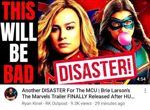 jonathanjstone0's tweet photo. Oh, look... Another shitty incel dudebro take of #TheMarvels, this time from @KinelRyan of #RKOutpost! https://t.co/ic6Sc4xiC4