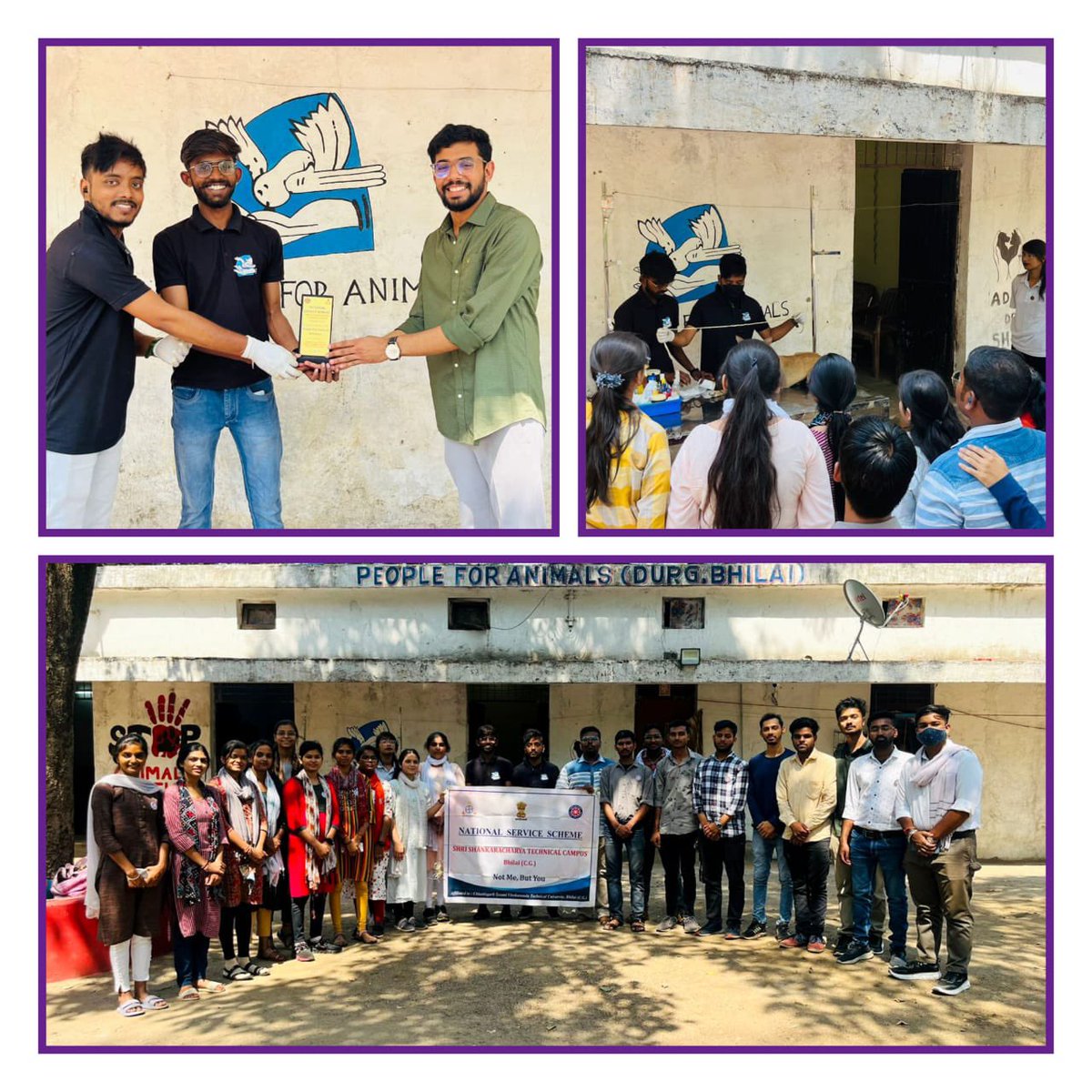 Nss_ssgi's tweet photo. Jai Hind 🇮🇳
 
On the occasion of National Pet Day @Nss_ssgi visited #PeopleforAnimals (PFA), Durg, on 11th April, 2023. 

@_NSSIndia
@YASMinistry 
@NSSRDBhopal
@nsscsvtuCG 
@pfaindia 
@ianuragthakur 
@pankajsinghips
@askabir_ 
@NeetaBajpai5 
@dr_dsraghu https://t.co/RYRwk0lIA7