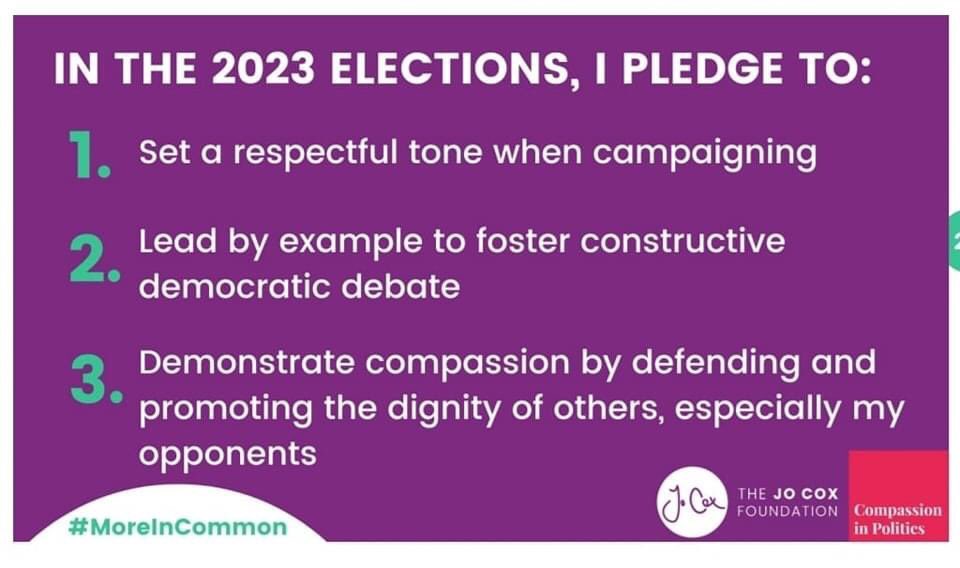Ahead of the Local Elections the Jo Cox Foundation is asking all candidates to sign a #CivilityPledge. I am happy to add my name and to pledge to run a respectful election campaign #MoreInCommon