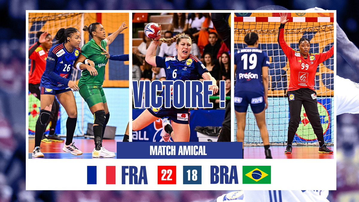 🔥2 matchs, 2 victoires pour les Bleues ! L'Equipe de France a su faire parler le collectif en deuxième mi-temps et confirme sa supériorité face au Brésil ! Bravo les Bleues ! 👊

#Préfonhand #Bleuetfier #Engagement
