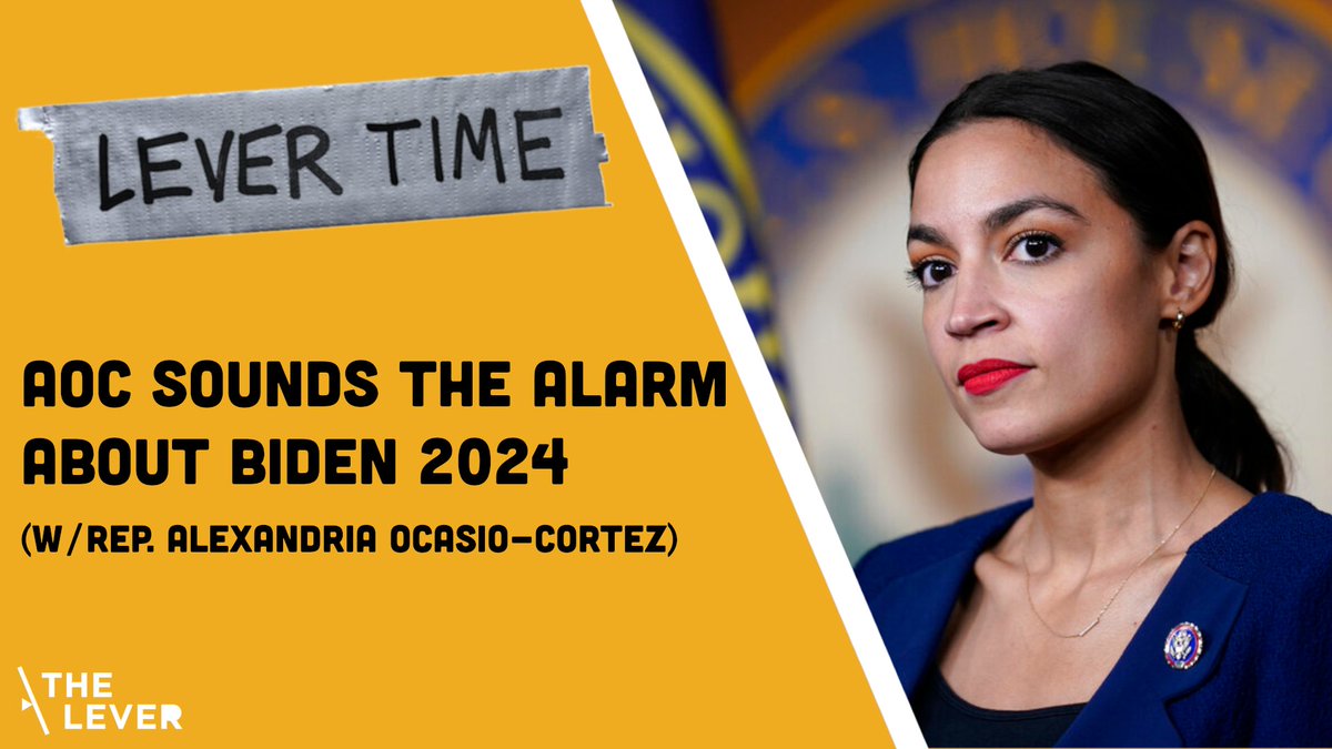 davidsirota's tweet photo. LISTEN: @AOC sounds the alarm about Biden 2024  

She faces @LeverNews readers' questions about: 

- Whether Biden should be primaried

- Why progressive lawmakers don’t often withhold votes 

- Why Dems broke the rail strike 

Subscribe at https://t.co/QVCfx5ixjh to listen. https://t.co/hSiv8TP9Q1