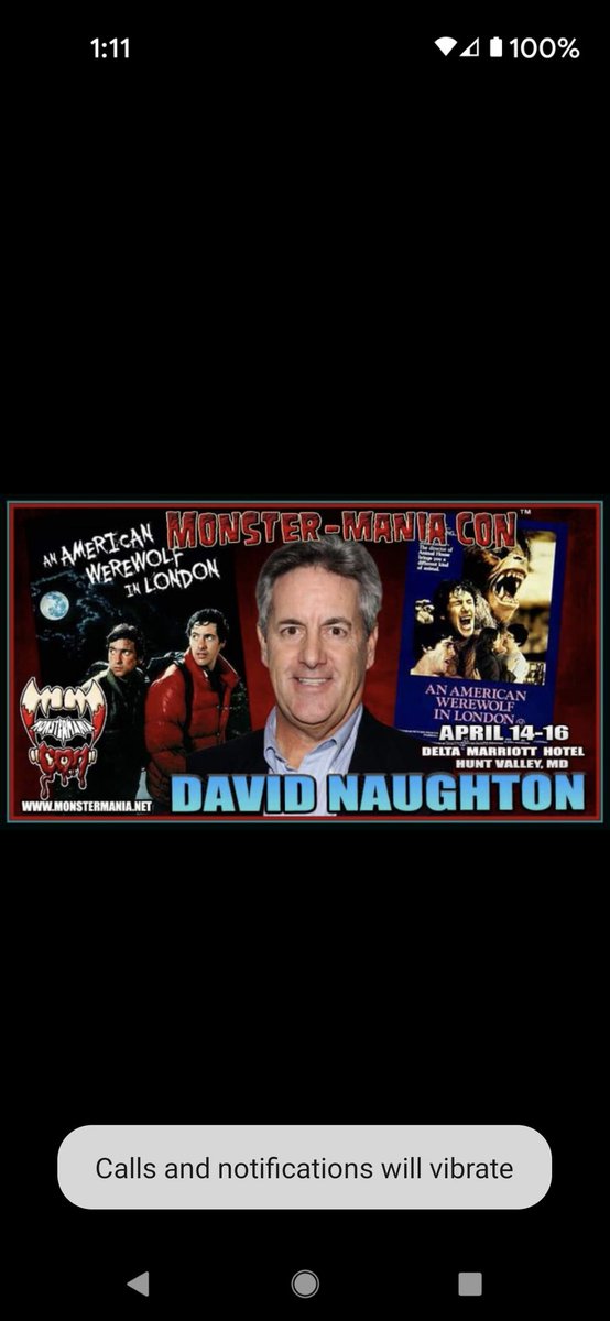The "Werewolf" is coming to Maryland this weekend! Come meet David Naughton the star of American Werewolf in London Friday thru Sunday <a href="/MonsterManiaCon/">MONSTER-MANIA CON</a> A fun packed weekend with celebrities, vendors, &amp; more. #horror #autographs #horrorcon