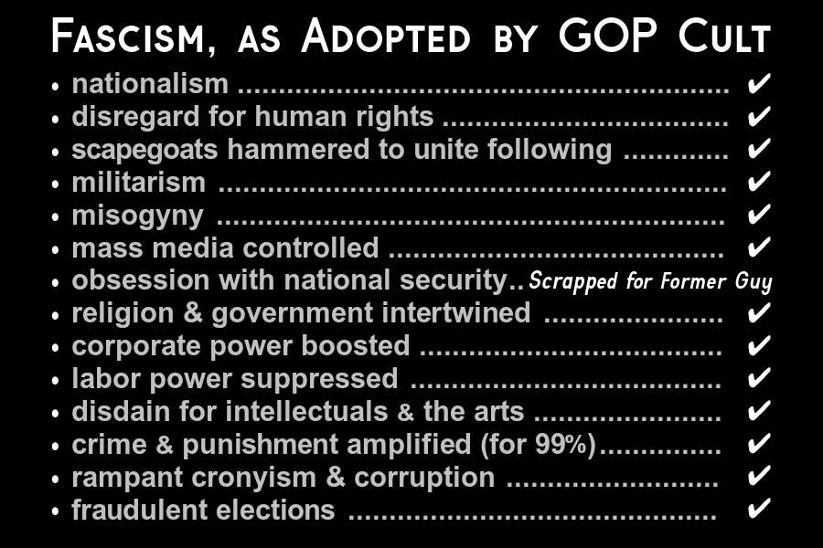 TomthunkitsMind's tweet photo. Liberalism pursues democracy, equality, science, &amp; expanding human rights w/out impinging on others.

Rightwing extremism exalts silver-spoon thug
who's never had a lawful day.
Insists on availability of massacre weapons
at cost of children's lives.
https://t.co/zCP3OF0ez9 05