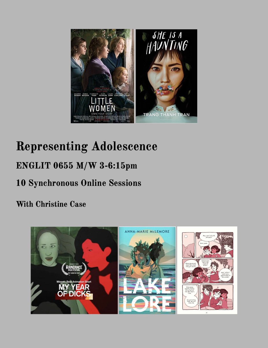 PittLitProgram's tweet image. Summer Session Course Promo! Would you like to watch films, plays, and television as your homework? Read a variety of novels depicting adolescence and becoming an adult? Then take “Representing Adolescence” this summer, taught by Christine Case, an online course on M/Ws!