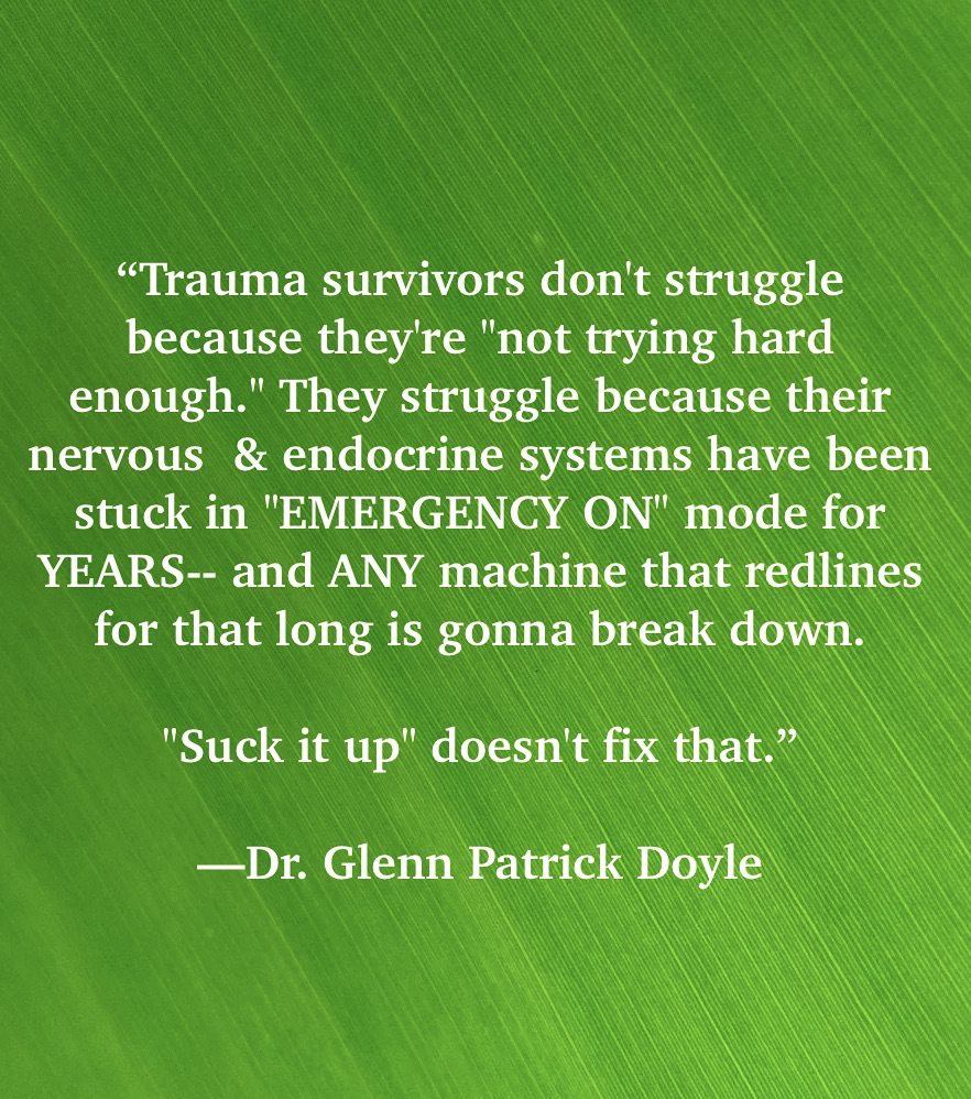 Trauma survivors don't struggle because they're "not trying hard enough."