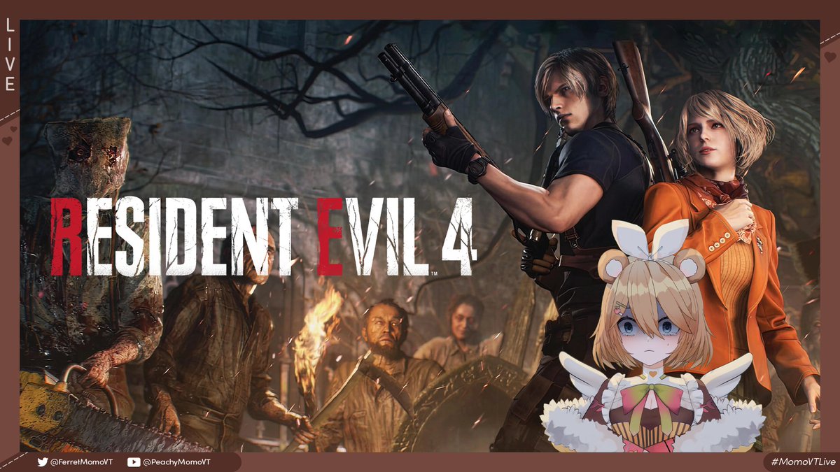 PeachyMomoVT's tweet photo. 『ℕ𝕠𝕨 𝕃𝕀𝕍𝔼!』
 
We're back playing more Resident Evil 4! We found Ashley, now let's get the hell outta here! We couldn't possibly run into more trouble, right......right?!

➪ https://t.co/QVnDbqEtrr 

#ENVtubers #MomoVTLive #Vsinger #Vtubers https://t.co/7EESaSG69g