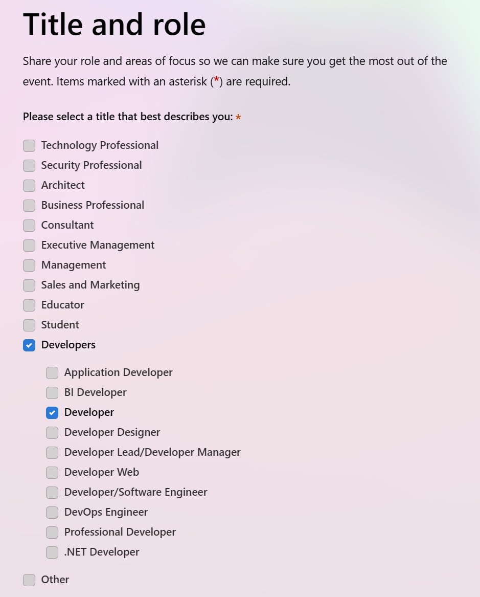 AlexandreChohfi's tweet image. The #MicrosoftBuild2023 sign-up Form missed a huge pun opportunity here... #SteveBallmer #MicrosoftLife