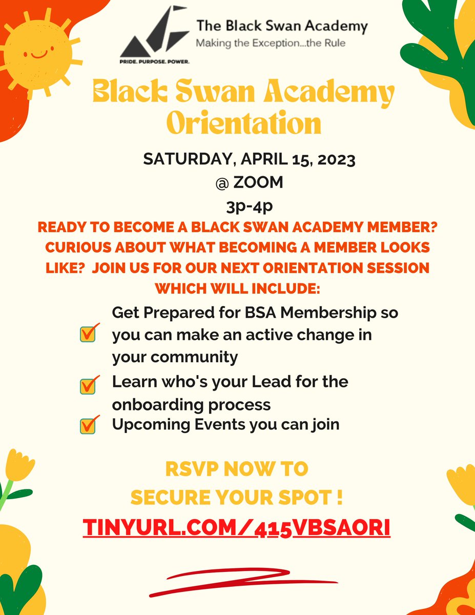 This Sat April 15th, there will be an orientation from 3pm-4pm. The orientation goes over the onboarding process, membership expectations, upcoming events and connects you to the person who will be leading your onboarding process. Sign up at tinyurl.com/415VBSAORI