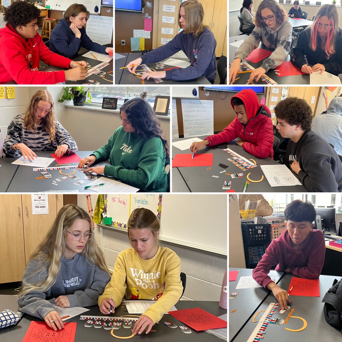 Honors Bio students are using models to learn about the process of protein synthesis.