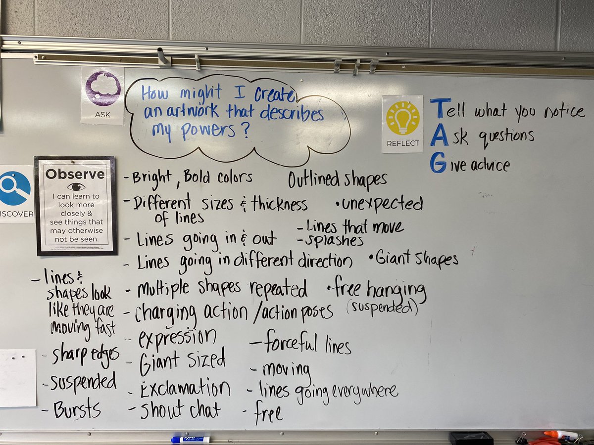 With 2/3 of the 2nd gr artists collaborating on this list of observations so far, I can tell our set design ideas are going to be #powerful! #LyonLearners #d34inquiry #WeAreD34