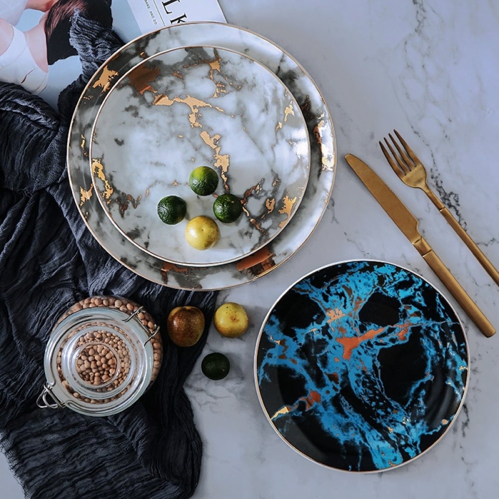 SaucerMy's tweet photo. Marble Gold Inlayed Ceramic Plate #interior #kitchenstorage https://t.co/uOb9919WHE https://t.co/bdAV9Vz5pu