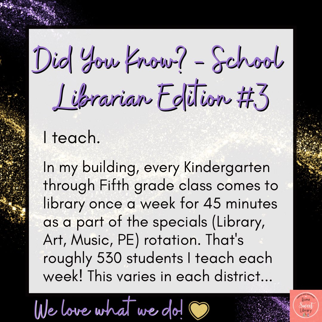 (Part 1 of 2)
Have something you’ve been wondering about being a school librarian? 📚

Just want to learn something new today? 🧠

Maybe one of these 5 “did you knows” will help you out. 🧩

Questions? Ask a librarian!! 🙋🏻‍♀️

#teacherlibrarian #librarymediaspecialist #teacher
