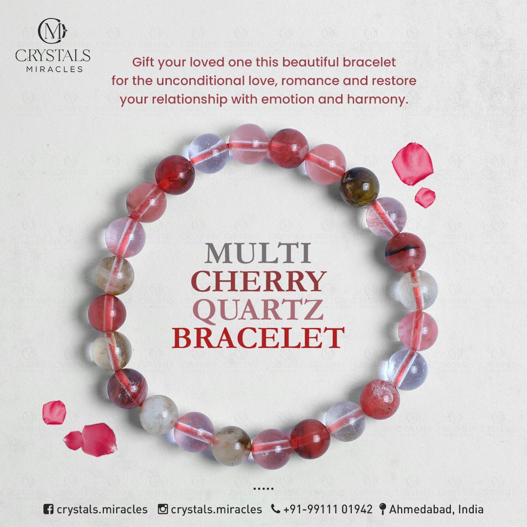 Strengthen your Bond with your Loved one with our #MultiCherryQuartz Bracelet! This believed to Enhance Love, Romance, & Connection. Get one for yourself and your significant other & let the Power of Cherry Quartz bring you Closer Together 💕 #relationshipgoals #loveandromance