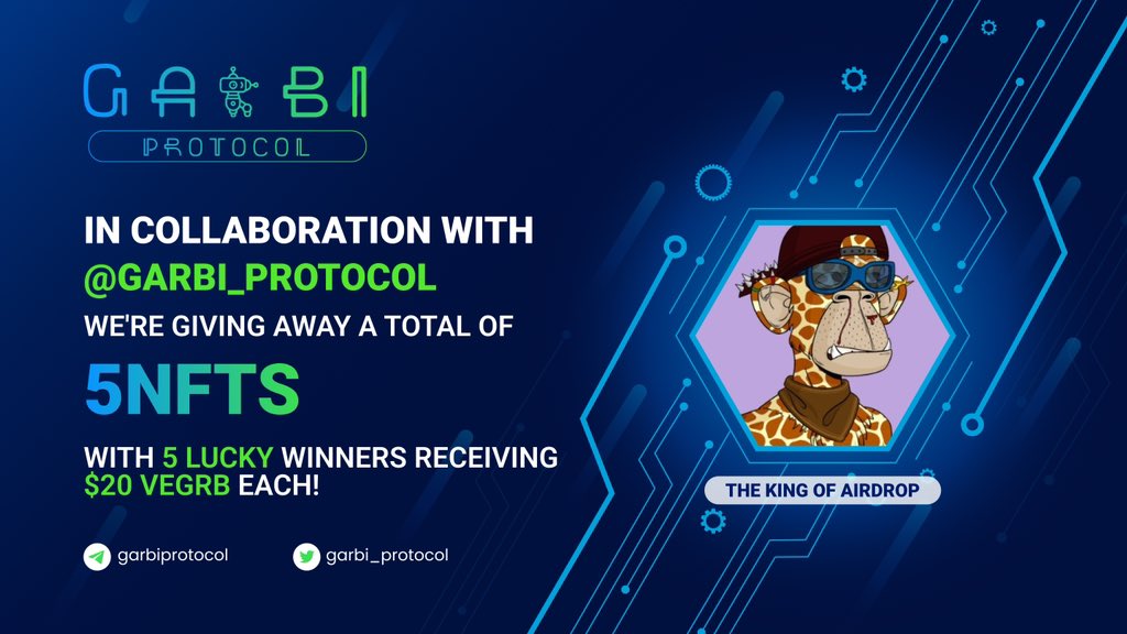 🎉 #GIVEAWAY from <a href="/garbi_protocol/">Garbi Protocol</a> 
Experience new features of Garbi for free with Give away event:
🏆Prizes:
🎁5 Pixil Sagal NFTs
🎁$100 in $veGRB 

✅Follow 👉 @Garbi_protocol
✅ Like &amp; RT this post. 
✅ Tag 3 Friends

24 hours ⏰ 
#NFTGiveaway #NFTCommunity #NFTs #NFT #BTC