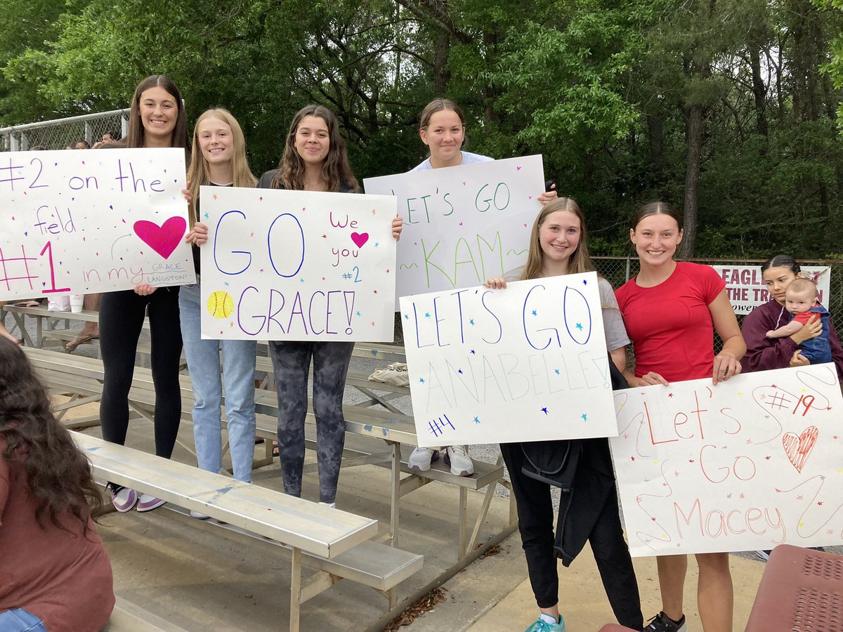 EaglesNiceville's tweet photo. The girls came to support their teammates tonight and apparently Coach D!  When we talk about family...we mean it! #BLGE #TeamTogetherForever https://t.co/vDkmKlq878