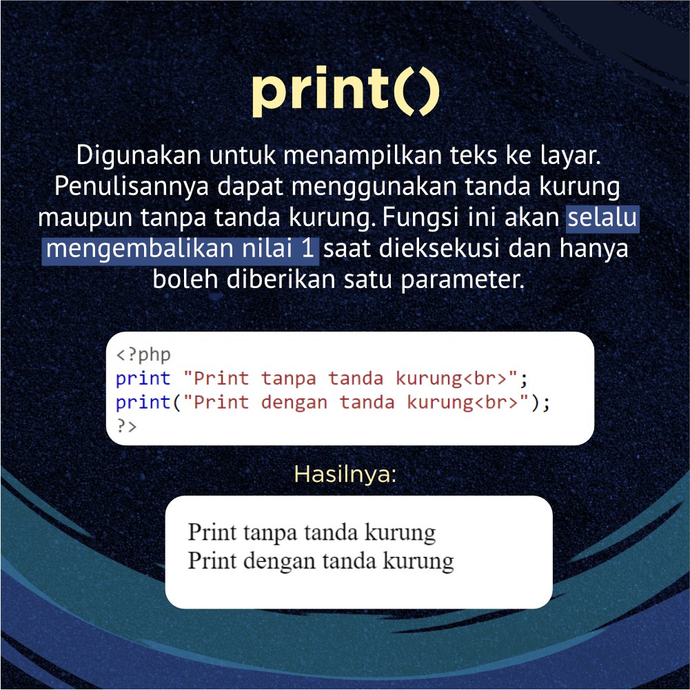 idrumahcoding's tweet image. Kita sering menggunakan atau mendengar bahasa pemrograman PHP, nah kali ini mimin akan bahas tentang fungsi PHP seperti echo(), print(). Dan printf() yukk disimak.
.
#coding #pemrograman #programmer #training