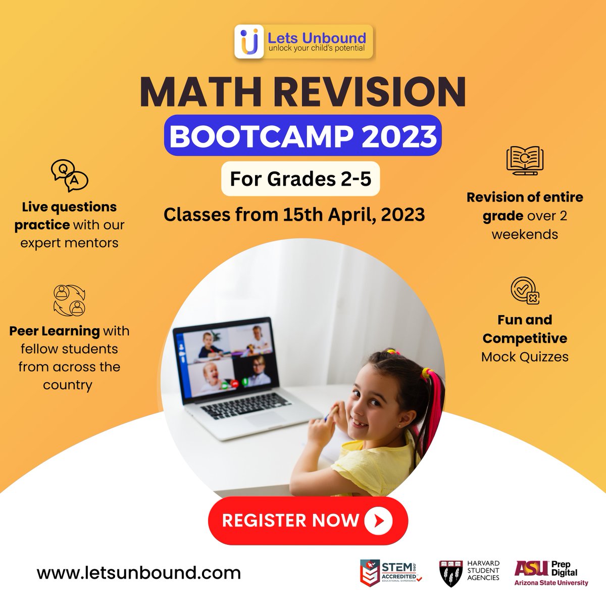 LetsUnbound's tweet photo. 🤔 Still haven't registered your child for our Math Revision Bootcamp?

✍Take a chance and register for our Math Revision Bootcamp today and help your child boost their math skills! Register Now!
https://t.co/iOiILQjHf6

#mathrevision #math #Letsunbound https://t.co/SgNGy6N7ec
