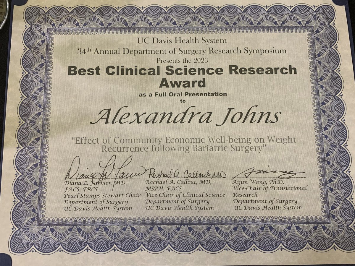 Shushmita Ahmed (@shushahmedmd) on Twitter photo I don’t mean to gush, but I’m so proud of my mentee Alexandra Johns! She won best clinical research award at UCD Resident Research Day! Such a phenomenal budding surgeon scientist! #weightrecurrence #ses #bariatricsurgery <a href="/UCDavisSurgery/">UC Davis Surgery</a> <a href="/UCDavis_Surgery/">UC Davis Surgery Residents</a> <a href="/UCDSurgEquity/">UC Davis Socially Responsible Surgery</a> I don’t mean to gush, but I’m so proud of my mentee Alexandra Johns! She won best clinical research award at UCD Resident Research Day! Such a phenomenal budding surgeon scientist! #weightrecurrence #ses #bariatricsurgery <a href="/UCDavisSurgery/">UC Davis Surgery</a> <a href="/UCDavis_Surgery/">UC Davis Surgery Residents</a> <a href="/UCDSurgEquity/">UC Davis Socially Responsible Surgery</a>