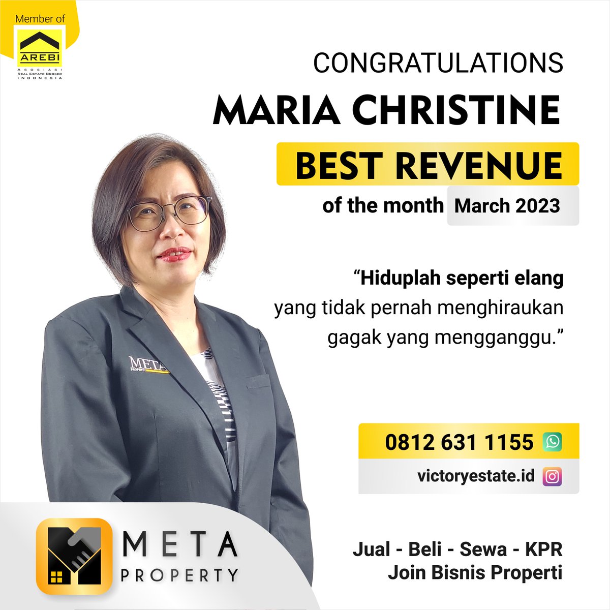 Metaproperty_1's tweet photo. ✨𝗖𝗼𝗻𝗴𝗿𝗮𝘁𝘂𝗹𝗮𝘁𝗶𝗼𝗻𝘀 for all top agent Meta Property of the month "March 2023" 🏆👏🏻🔥

Ingin menjadi seperti mereka? #JoinAgentMeta sekarang

https://t.co/KSUx1y9sur https://t.co/NSoBewmrLu