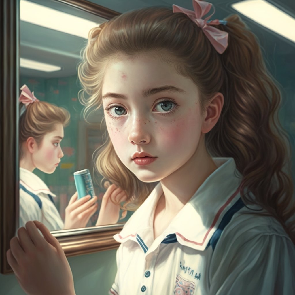 Prompt : pretty high school girl doing her makeup looking into the mirror in her hand, harajuku style, realistic

#mackup #mirror #girl #japanesegirl #ChineseGirls #digitalartwork #newartwork #colourfulart #Realistic #model