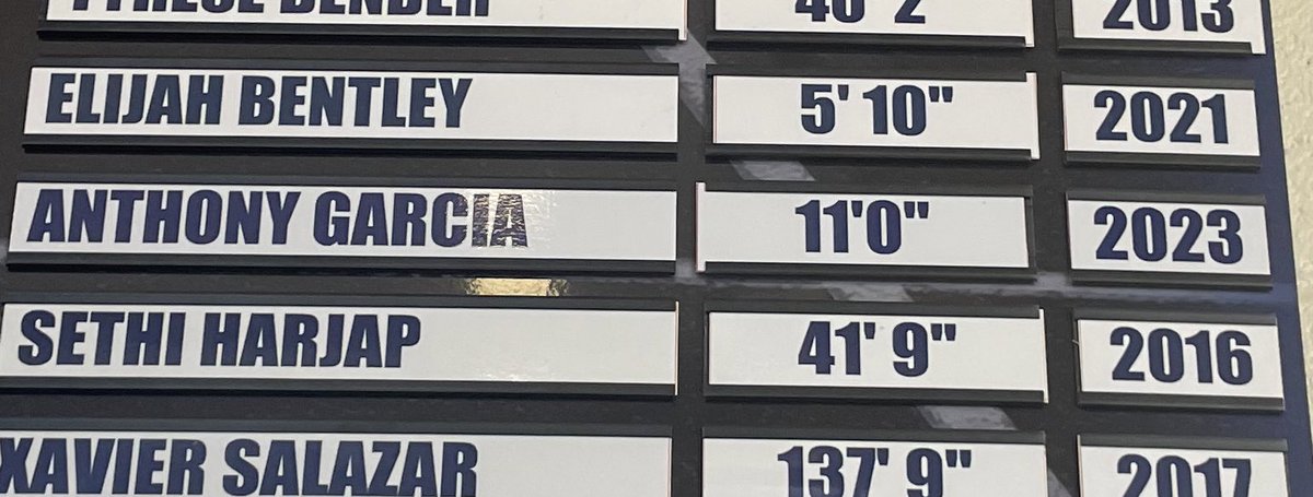 S1CKEM_'s tweet photo. Officially got my name on the ALL-TIME 
leaderboard at Gregory Luna Middle School. I’ve worked really hard to achieve this goal and kept that growth mindset throughout the season and I definitely want to continue to strive in this event and break more records.#polevault #BFND https://t.co/6tQskUNbrd