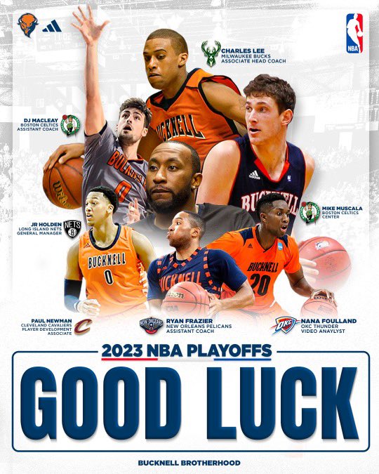 Bucknell_MBB's tweet photo. Good luck to our guys in the NBA Playoffs. Exciting time of the year for the Bucknell Brotherhood.
#TheBisonWay x #BucknellBrotherhood https://t.co/rBj5P5cfMr
