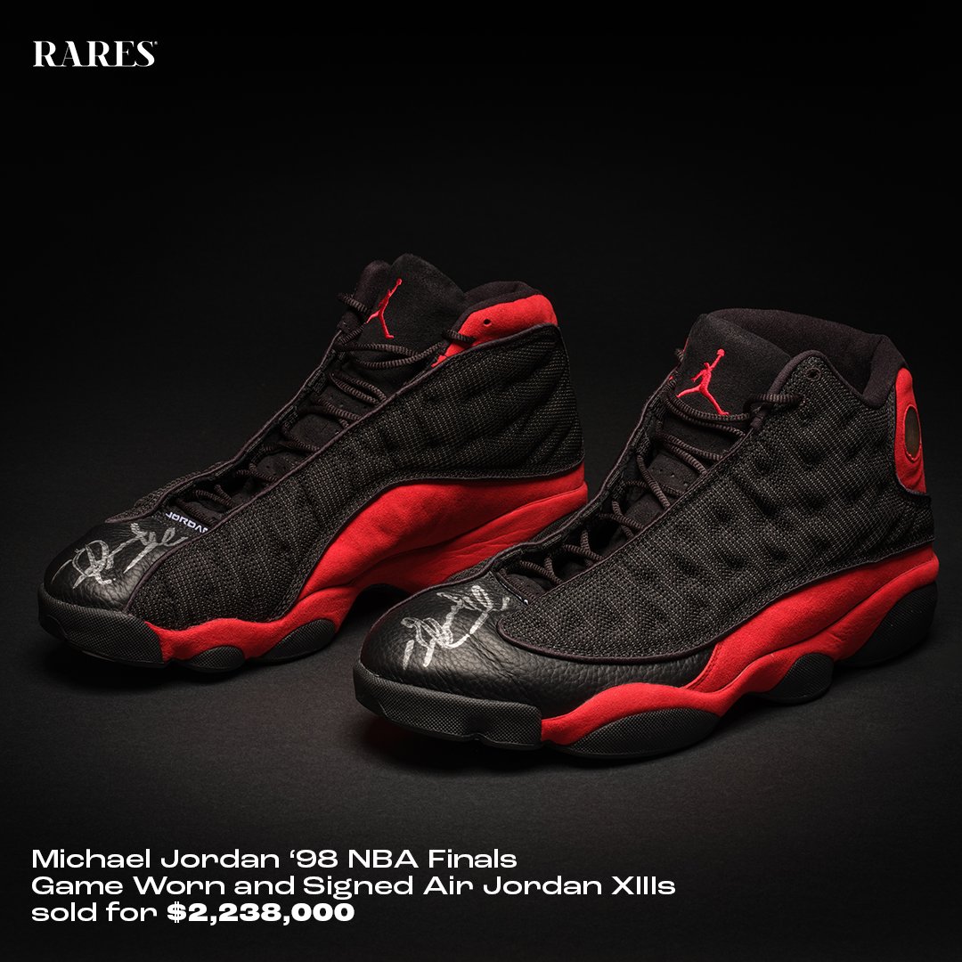 raresapp's tweet photo. Records are meant to be broken. Congratulations on breaking the record for the most expensive shoe ever sold. 
-- 

#championship #recordbreaking #michaeljordan #sothebys #luxurygoods #alternativeassets #rares® #investintheculture® https://t.co/s89WbiJDLb