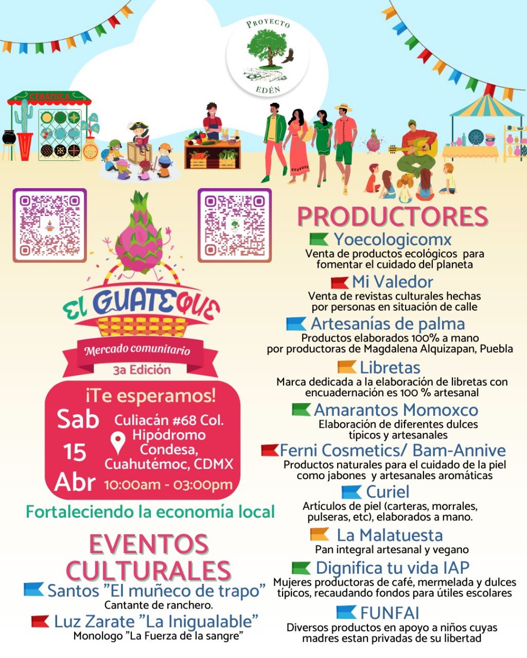 Cartel de El Guateque mercado comunitario