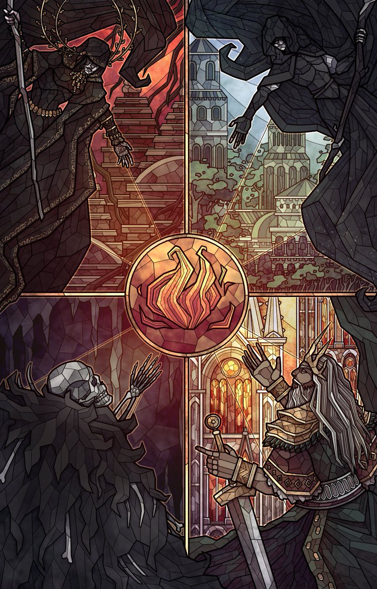 MaraNigai's tweet photo. #DarkSouls #DarkSoulsFanart 

The Four Lords. https://t.co/Ejdlyq07sS