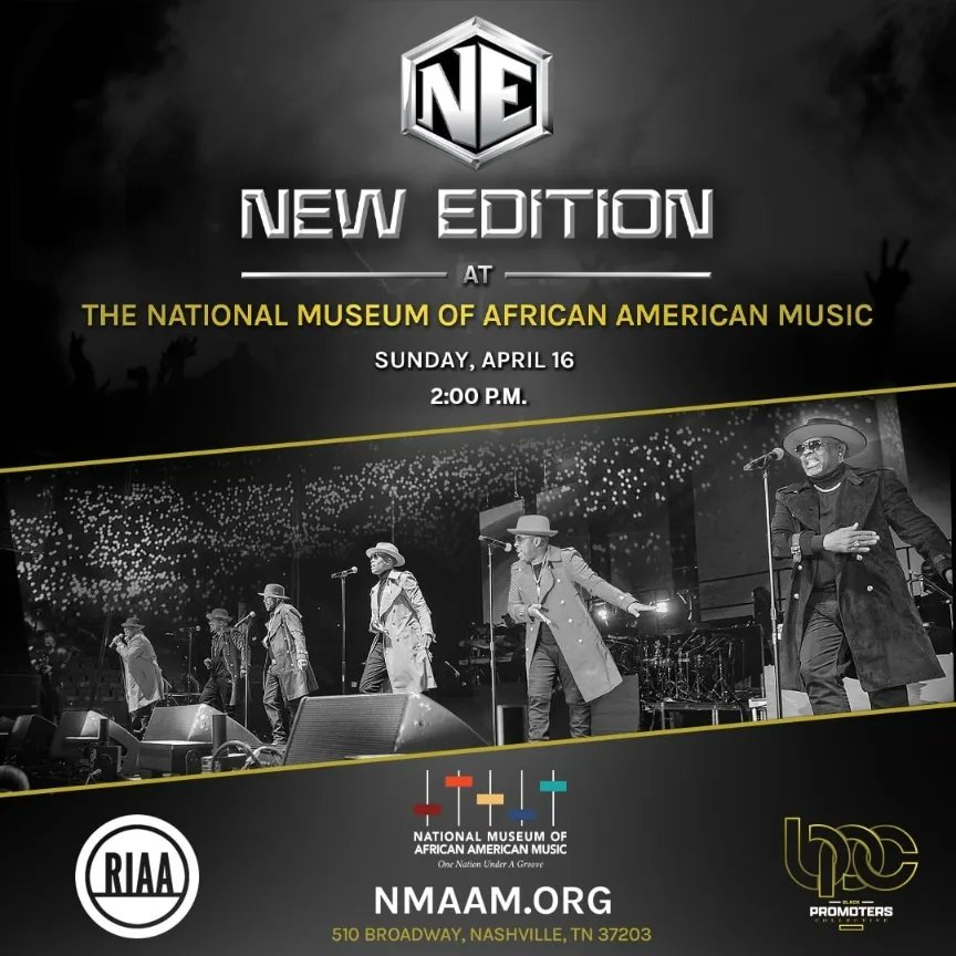 NewEditionLive's tweet photo. In recognition of their 40-year anniversary, New Edition will be honored by the National Museum of African American Music in partnership with The Recording Industry Association of America (RIAA)!!! 🎉🎉🎉🎉🎉🎉
Reposted from @theNMAAM https://t.co/mBWTkDG0Da
