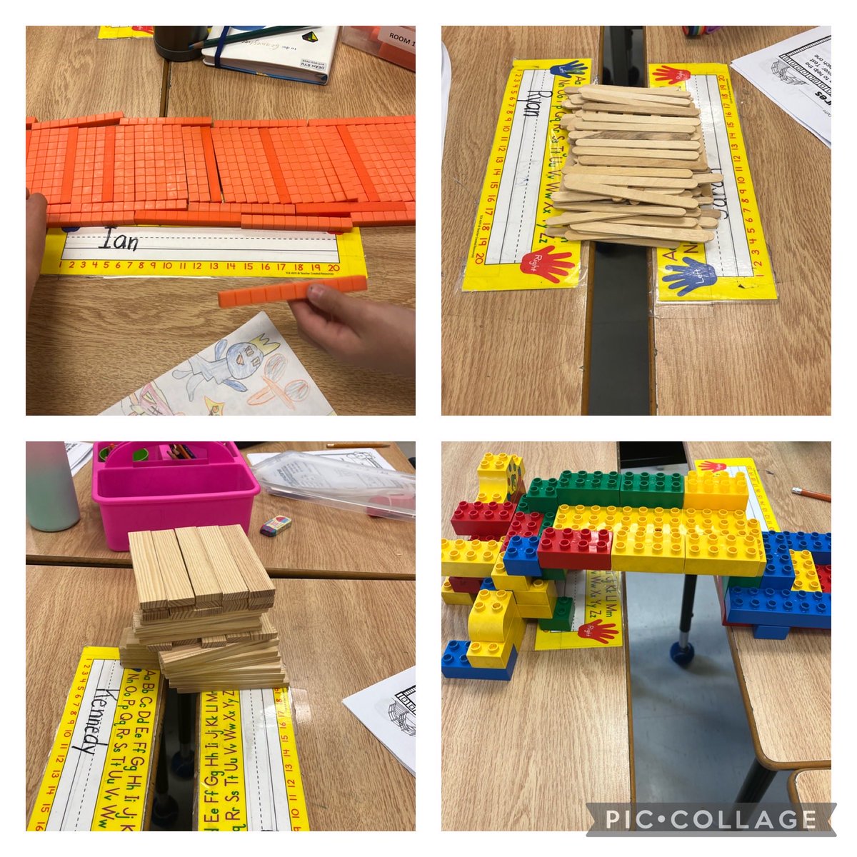 Testing out different materials to make strong and sturdy bridges in Science.