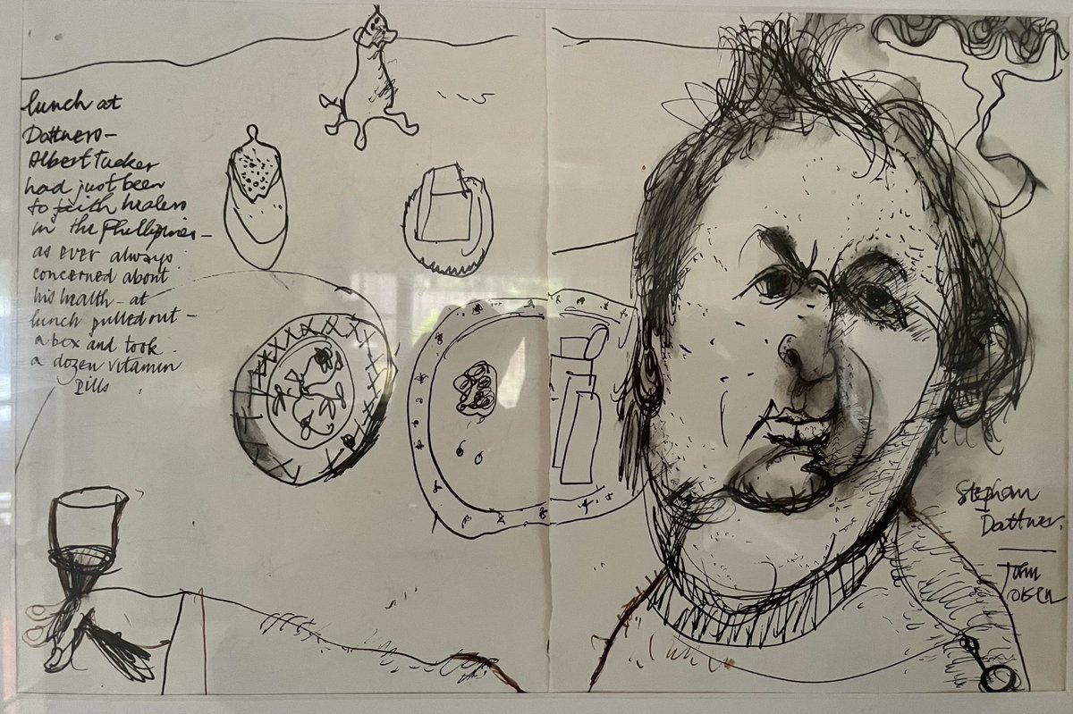 Sad to hear of John Olsen - the last of a particular brilliant lot that I always had a deep connection to. Here’s a portrait he drew of my grandfather, some drunken lunch.