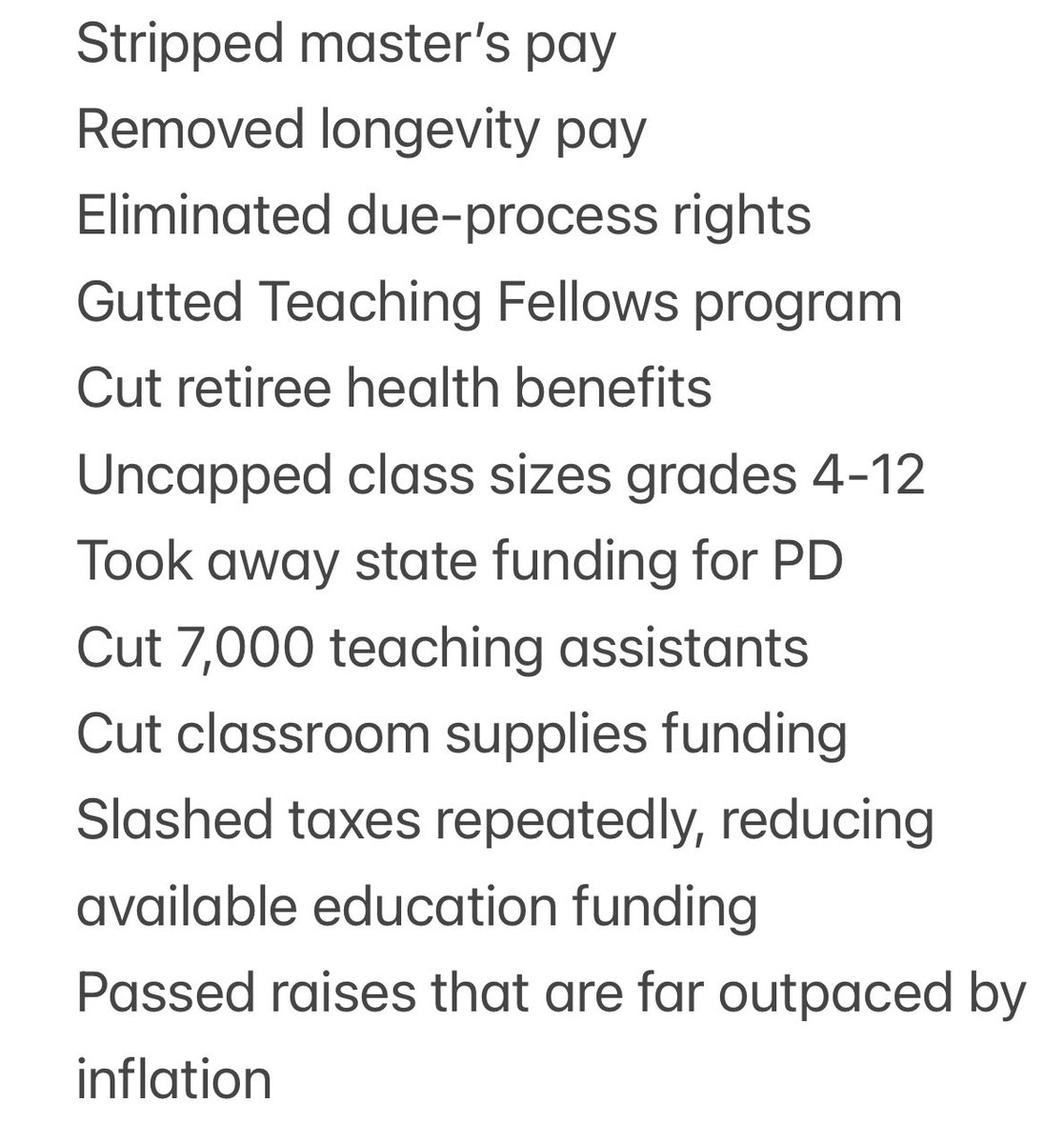 JustinParmenter's tweet photo. Not billionaire and EVAAS creator James Goodnight wringing his hands over the teacher shortage! 

Who’s gonna tell him the Republicans he’s donated hundreds of thousands of dollars to caused that shortage with terrible policy?  #nced #ncga 

Here’s a *partial* list. #nced #ncpol https://t.co/OiekC0Yc8O