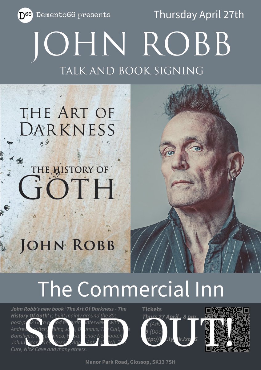 Sorry if you didn't manage to get tickets for this one. Just letting everyone know that we've sold out, so we won't have any tickets on the door. #demento66 #thecommercialglossop #johnrobb #TheArtOfDarkness