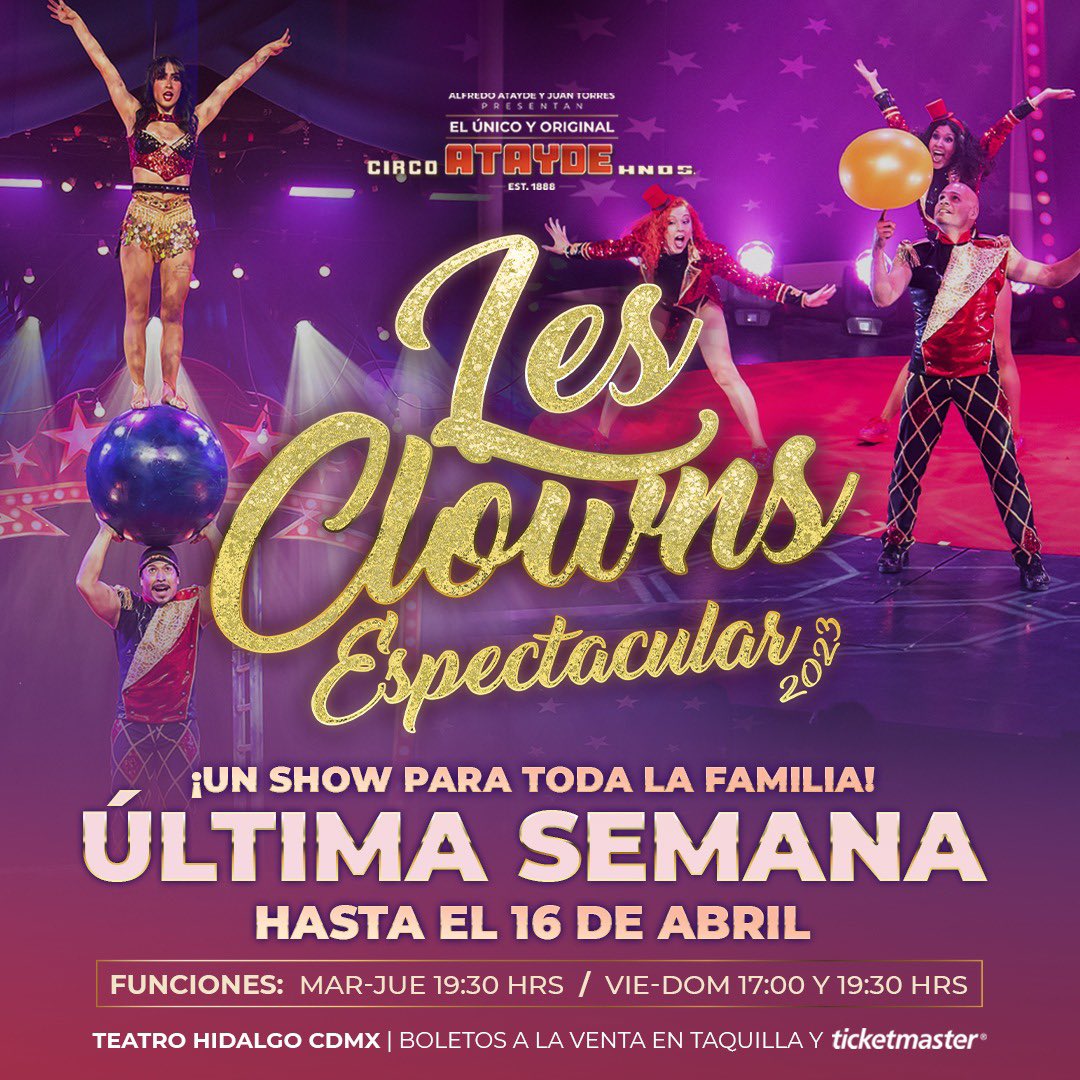 HOY 7:30 PM
TEATRO HIDALGO
ÚLTIMA SEMANA